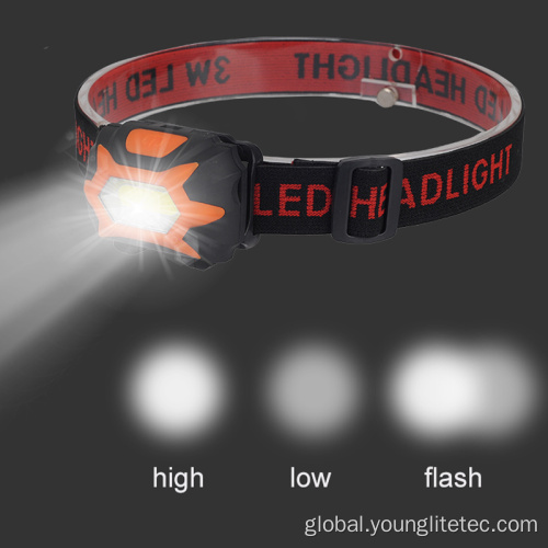 Plastic Headlight Lens Headlamp dry battery adjustable angle 3 led modes headlamp Factory